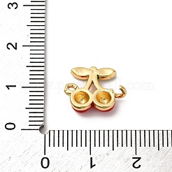 Brass Red Enamel Connector Charms&nbsp;KK-I276-13G-01