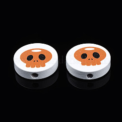 Halloween Printed Natural Wood Beads&nbsp;WOOD-T021-93
