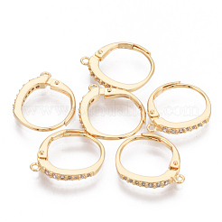 Brass Cubic Zirconia Leverback Earring Findings&nbsp;KK-S340-43G