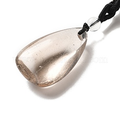 Natural Smoky Quartz Nuggets Pendant Necklace with Polyester Cord for Women&nbsp;G-H285-05A