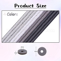 10 Strands 4 Colors Flat Round Handmade Polymer Clay Beads&nbsp;CLAY-SZ0001-99