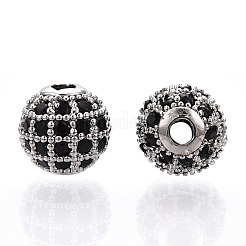 Rack Plating Brass Cubic Zirconia Beads&nbsp;X-ZIRC-S001-8mm-B03