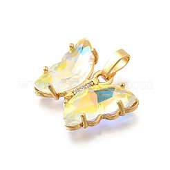 Brass Micro Pave Cubic Zirconia Pendants&nbsp;ZIRC-P079-B02-15-G