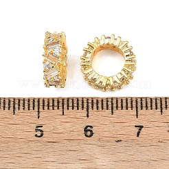 Brass Micro Pave Clear Cubic Zirconia European Beads&nbsp;KK-C142-03G