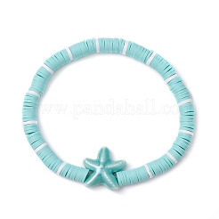 Flat Round Handmade Polymer Clay Heishi Beaded Stretch Bracelets&nbsp;BJEW-JB11715-02
