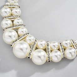 Alloy & Crystal Rhinestone & Plastic Pearl Round Beaded Necklace & Dangle Earring&nbsp;FS-WG9A175-01