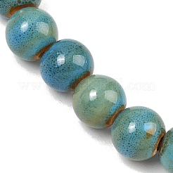 Handmade Fancy Antique Glazed Porcelain Ceramic Round Beads Strands&nbsp;PORC-L019-10mm-11