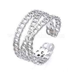 Non-Tarnish 304 Stainless Steel Criss Cross Open Cuff Ring&nbsp;LS-RJEW-T023-43P