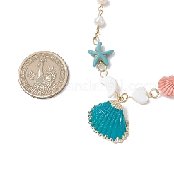 Summer Spray Paint & Electroplate Sea Shell Pendants Necklaces&nbsp;NJEW-JN05182-02