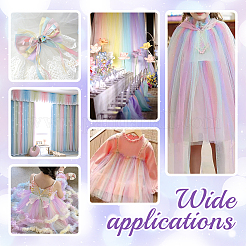 Rainbow Color Polyester Mesh Fabric&nbsp;DIY-WH0496-43A