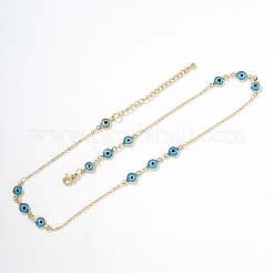 Brass Evil Eye Link Chain Necklaces for Women&nbsp;RT5730-1