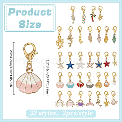 64Pcs 32 Style Alloy Pendant Decorations&nbsp;HJEW-PH02476