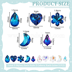 50Pcs 10 Styles Glass Pendants&nbsp;GLAA-GA0002-23