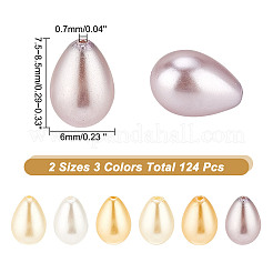 124Pcs 6 Styles Glass Imitation Pearl Beads&nbsp;GLAA-AR0001-65