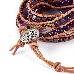 5-Loops Leather Cord Wrap Bracelets&nbsp;BJEW-I276-02