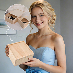 4Pcs 3 Styles Wood Storage Boxes with Sliding Lid&nbsp;ODIS-FG0002-27