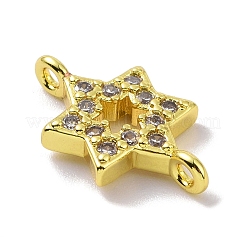 Real 18K Gold Plated Brass Micro Pave Cubic Zirconia Connector Charms&nbsp;KK-L209-047G-02