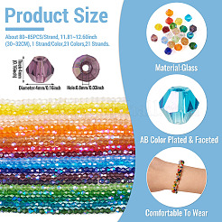 21 Strands 21 Colors Transparent Electroplate Glass Beads Strands&nbsp;GLAA-TA0004-23