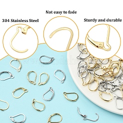 60Pcs 2 Colors 304 Stainless Steel Leverback Earring Findings&nbsp;STAS-YW0002-69