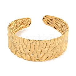 Ion Plating(IP) Textured 304 Stainless Steel Cuff Bangles for Women&nbsp;BJEW-P331-01G