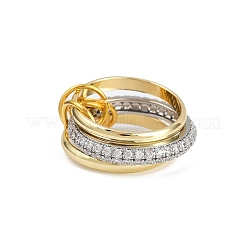 Brass Micro Pave Cubic Zirconia Finger Rings&nbsp;RJEW-D325-01PG-06