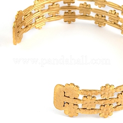 304 Stainless Steel Hollow Flower Open Cuff Bangles for Women&nbsp;BJEW-K241-03C-G