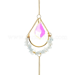 Natural Aquamarine Chips & Agate Slice Suncatcher&nbsp;AJEW-C048-01E