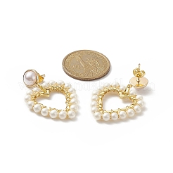 Wrapped Shell Pearl Beaded Dangle Stud Earrings&nbsp;EJEW-TA00206