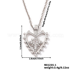 Korean Fashion Brass Pave Clear Cubic Zirconia Hollow Heart Star Pendant Necklaces for Women&nbsp;JH4216-1