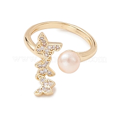 3Pcs Butterfly Brass Micro Pave Clear Cubic Zirconia Cuff Rings&nbsp;RJEW-JR00999