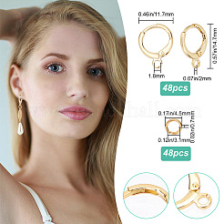 Brass Huggie Hoop Earring Findings with Brass Open Jump Rings&nbsp;FIND-CN0001-73B