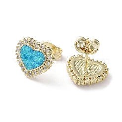 Real 18K Gold Plated Brass Micro Pave Cubic Zirconia Stud Earrings&nbsp;EJEW-C069-01C-G