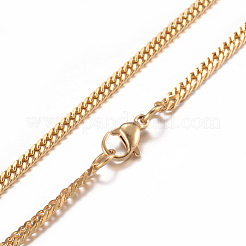 304 Stainless Steel Curb Chain Necklaces&nbsp;NJEW-P147-03G