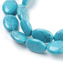 Flat Oval Gemstone Synthetic Turquoise Stone Beads Strands&nbsp;G-S113-11