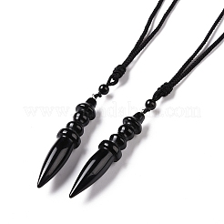 Gemstone Bullet Pendant Necklace with Nylon Cord for Women&nbsp;G-A210-06