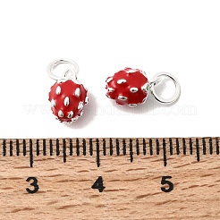 925 Sterling Silver Enamel Red Strawberry Charms&nbsp;STER-K188-01S
