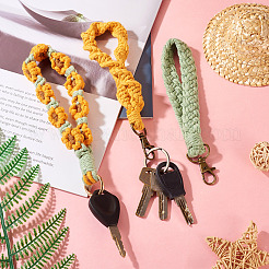 3Pcs 3 Style Cotton Handmade Braided Wrist Lanyard Pendant Decorations&nbsp;AJEW-TA0001-47B