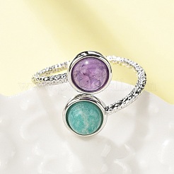 Natural Amethyst & Amazonite Finger Rings&nbsp;RJEW-A068-03P-02