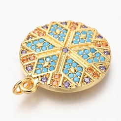Brass Micro Pave Colorful Cubic Zirconia Pendants&nbsp;ZIRC-J024-09G