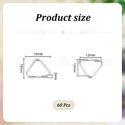 60Pcs 304 Stainless Steel Adjuster Triangle Double Buckles&nbsp;STAS-UN0059-55