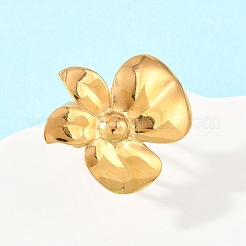 304 Stainless Steel Flower Cuff Open Rings&nbsp;RJEW-Z137-04G