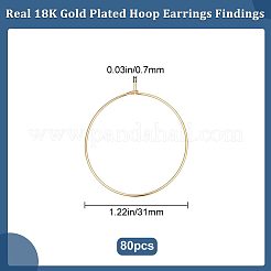 80Pcs Long-Lasting Plated Brass Hoop Earrings Findings&nbsp;KK-CN0003-13