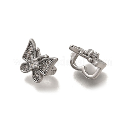 Brass Micro Pave Clear Cubic Zirconia Slide Charms&nbsp;KK-Z126-20P