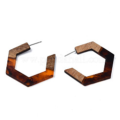 Hexagon Half Hoop Earrings for Women&nbsp;EJEW-N017-006B