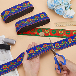 Flat Round with Flower Pattern Polyester Embroidery Ribbons&nbsp;OCOR-WH0078-463C