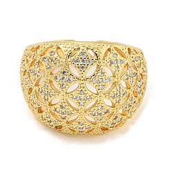 Hollow Flower Clear Cubic Zirconia Open Cuff Ring&nbsp;RJEW-L121-036G