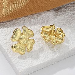 Brass Flower Stud Earrings&nbsp;EJEW-R016-17G