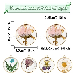 5Pcs 5 Styles Transparent Clear Epoxy Resin Pendants&nbsp;RESI-YW0004-21