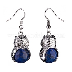 Gemstone Owl Dangle Earrings&nbsp;EJEW-A092-08P