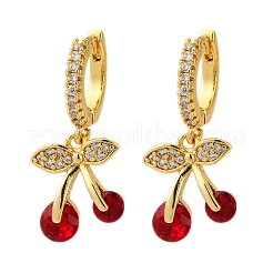 Brass Micro Pave Cubic Zirconia Hoop Earrings&nbsp;EJEW-D322-11G-02